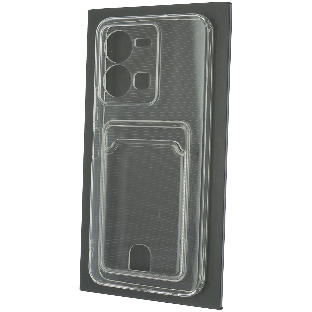 Чехол накладка CARD CASE для VIVO Y35, силикон, отдел для карт, цвет прозрачный Чехол накладка CARD CASE для VIVO Y35, силикон, отдел для карт, цвет прозрачный