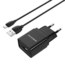 СЗУ (Сетевое зарядное устройство) BOROFONE BA19A Nimble с кабелем Micro USB, 1A, длина 1 метр, цвет черный СЗУ (Сетевое зарядное устройство) BOROFONE BA19A Nimble с кабелем Micro USB, 1A, длина 1 метр, цвет черный