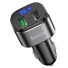 АЗУ (Автомобильное зарядное устройство) HOCO E67 Fighter с FM трансмиттером, Bluetooth, 2 USB, LED дисплей, QC3.0, цвет черный АЗУ (Автомобильное зарядное устройство) HOCO E67 Fighter с FM трансмиттером, Bluetooth, 2 USB, LED дисплей, QC3.0, цвет черный
