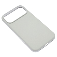 Чехол накладка Silicone Case для Apple iPhone 17 Pro Max, бархатная подложка, цвет белый