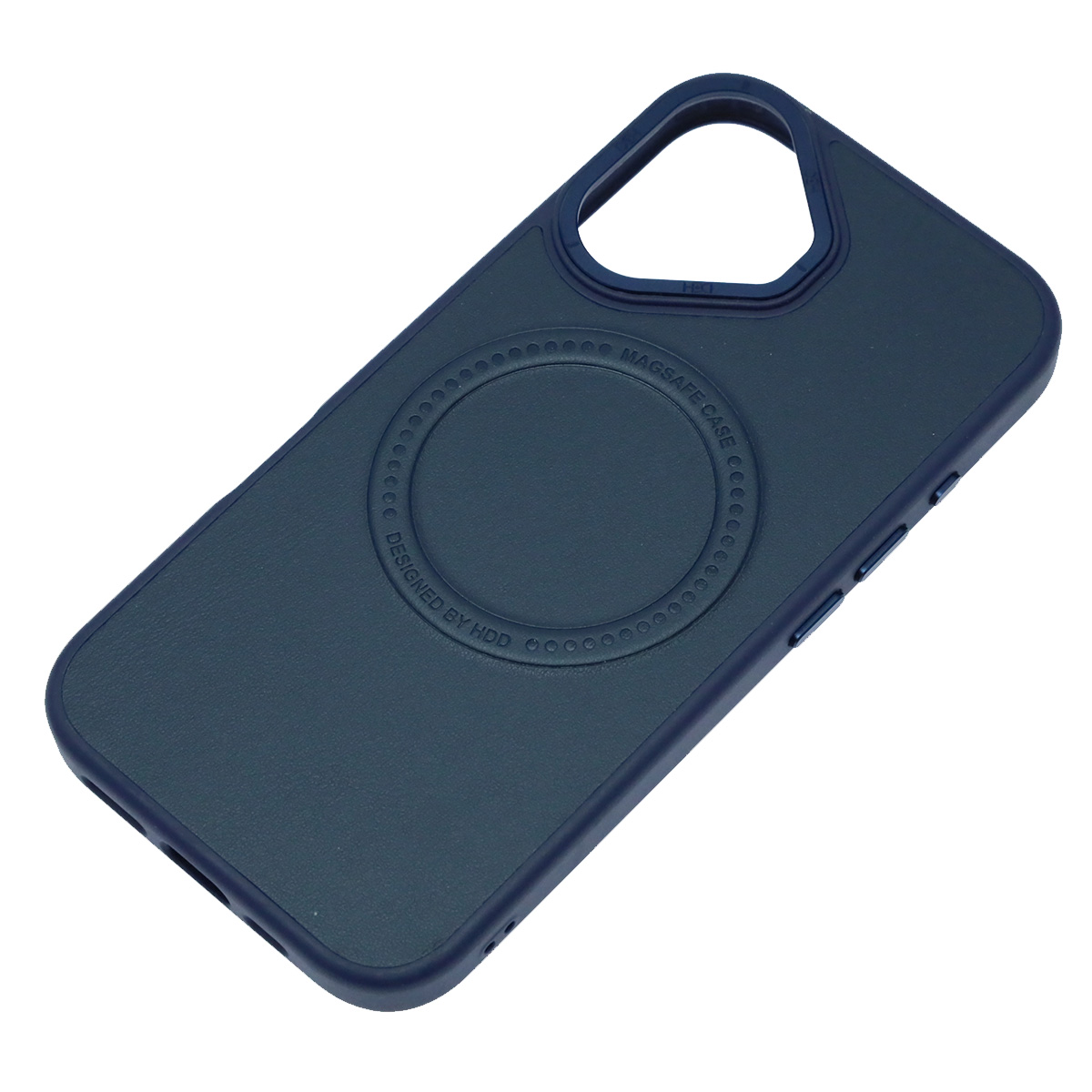 Чехол накладка Creative Stylish с поддержкой MagSafe для APPLE iPhone 16, защита камеры, экокожа, бархат, цвет темно синий
