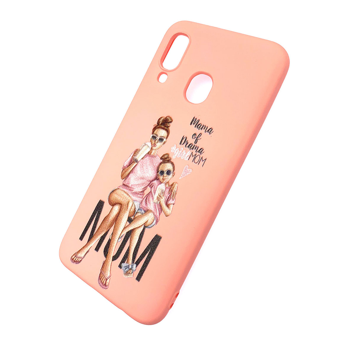 Чехол накладка для SAMSUNG Galaxy A40 (SM-A405), силикон, рисунок Mama of Drama Girl MOM.