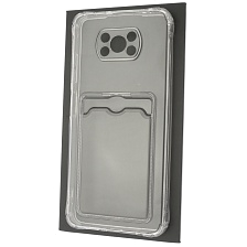 Чехол накладка для XIAOMI POCO X3, POCO X3 PRO, силикон, отдел для карт, цвет прозрачный