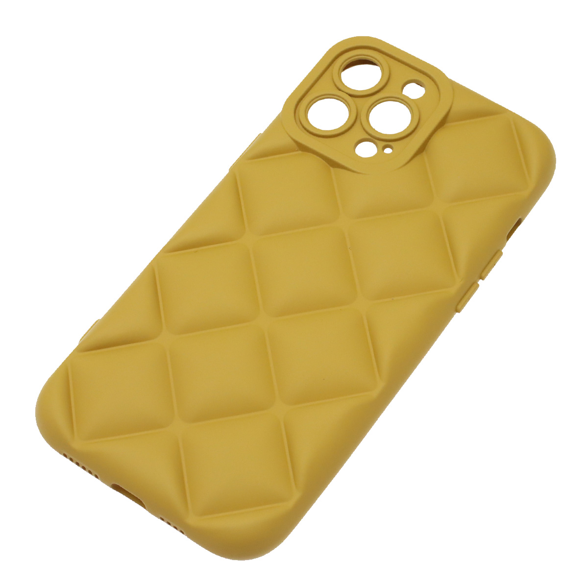 Чехол накладка для APPLE iPhone 13 Pro Max (6.7"), силикон, 3D ромб, цвет горчичный Чехол накладка для APPLE iPhone 13 Pro Max (6.7"), силикон, 3D ромб, цвет горчичный