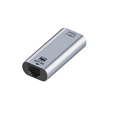 Переходник, адаптер, H149 с USB Type C (мама) на RJ45 (мама), цвет серебристый