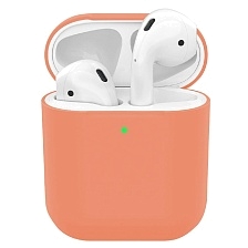 Чехол Silicon Case Slim для беспроводных наушников APPLE AirPods 1, AirPods 2, силикон, цвет оранжевый. Чехол Silicon Case Slim для беспроводных наушников APPLE AirPods 1, AirPods 2, силикон, цвет оранжевый.