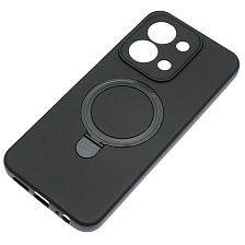 Чехол накладка Revole Mix для XIAOMI Redmi 15C, POCO C85, защита камеры, силикон, бархат, кольцо держатель, цвет черный