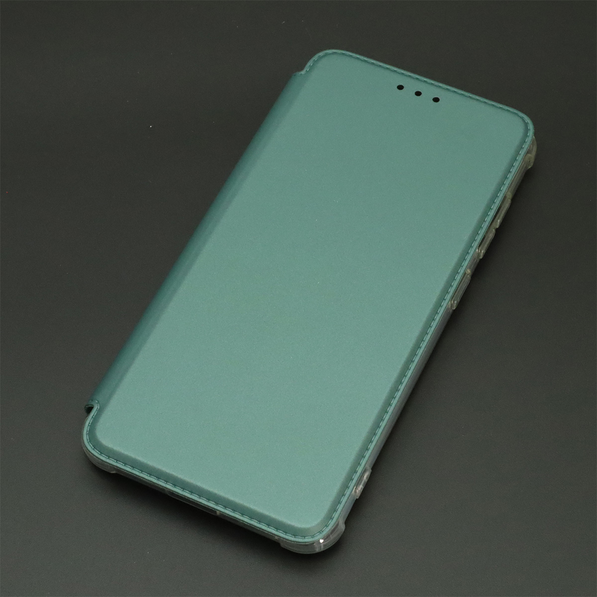 Чехол книжка для SAMSUNG Galaxy S21 FE (SM-G990B), экокожа, визитница, цвет темно зеленый Чехол книжка для SAMSUNG Galaxy S21 FE (SM-G990B), экокожа, визитница, цвет темно зеленый