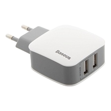СЗУ (Сетевое зарядное устройство) Baseus ZCL2B-B02 Letour Dual U, 2.4A, 2 USB, цвет бело серый СЗУ (Сетевое зарядное устройство) Baseus ZCL2B-B02 Letour Dual U, 2.4A, 2 USB, цвет бело серый