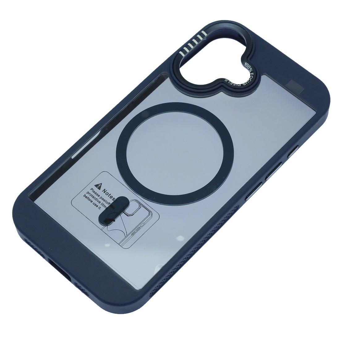 Чехол накладка с поддержкой MagSafe для APPLE iPhone 16 (6.1"), силикон, пластик, цвет окантовки темно синий Чехол накладка с поддержкой MagSafe для APPLE iPhone 16 (6.1"), силикон, пластик, цвет окантовки темно синий