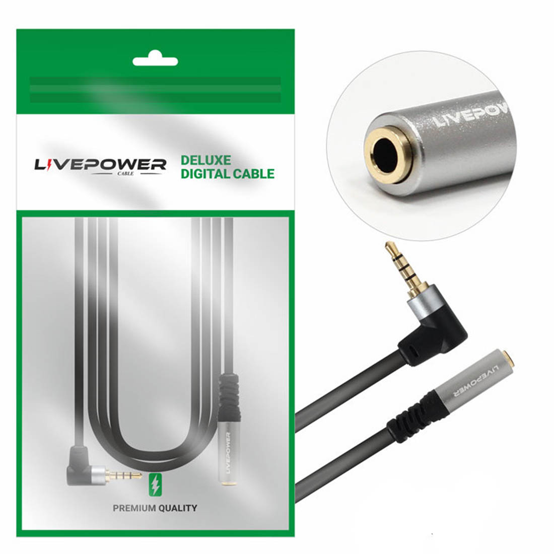 Угловой AUX кабель, переходник Live Power H230, Jack 3.5 мм (папа) 4 pin на Jack 3.5 мм (мама), цвет черный Угловой AUX кабель, переходник Live Power H230, Jack 3.5 мм (папа) 4 pin на Jack 3.5 мм (мама), цвет черный
