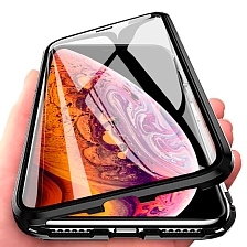 Чехол магнитный для APPLE iPhone XS MAX, стекло, металл, цвет серебристо белый
