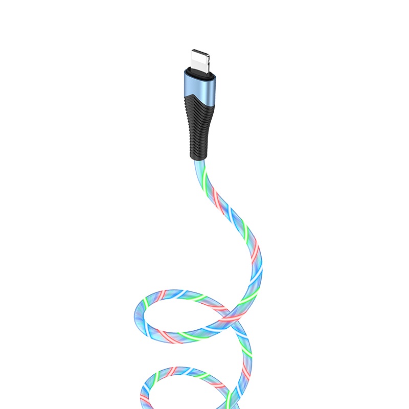 Кабель BOROFONE BU19 Streamer APPLE Lightning 8 pin, 3A, длина 1 метр, цвет синий Кабель BOROFONE BU19 Streamer APPLE Lightning 8 pin, 3A, длина 1 метр, цвет синий