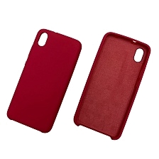 Чехол накладка для XIAOMI REDMI 7A, силикон, бархат, цвет бордовый.