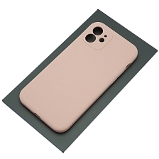 Чехол накладка для APPLE iPhone 12, силикон, бархат, цвет розовый песок Чехол накладка для APPLE iPhone 12, силикон, бархат, цвет розовый песок