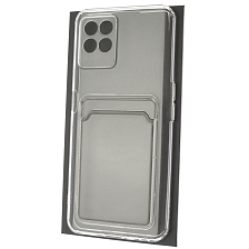 Чехол накладка CARD CASE для Realme 8i, силикон, отдел для карт, цвет прозрачный Чехол накладка CARD CASE для Realme 8i, силикон, отдел для карт, цвет прозрачный