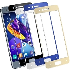 Защитное стекло FULL GLUE для HUAWEI Honor 9, 9 Premium (STF-AL00, STF-AL10, STF-L09, Glory 9), цвет окантовки золотистый.