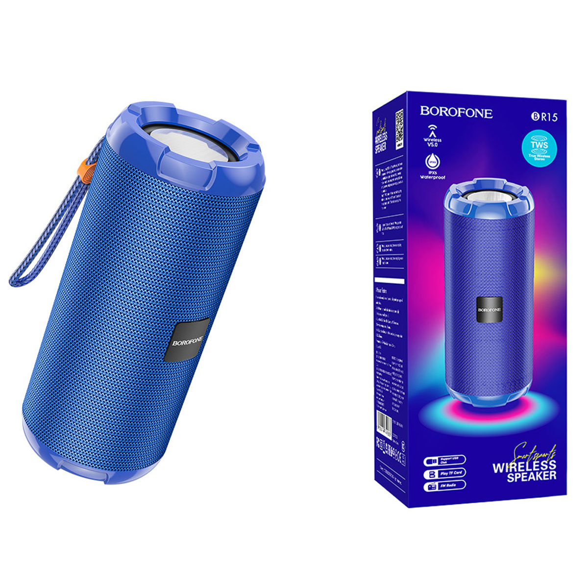 Портативная колонка BOROFONE BR15 Smart sports, цвет синий (-50%)