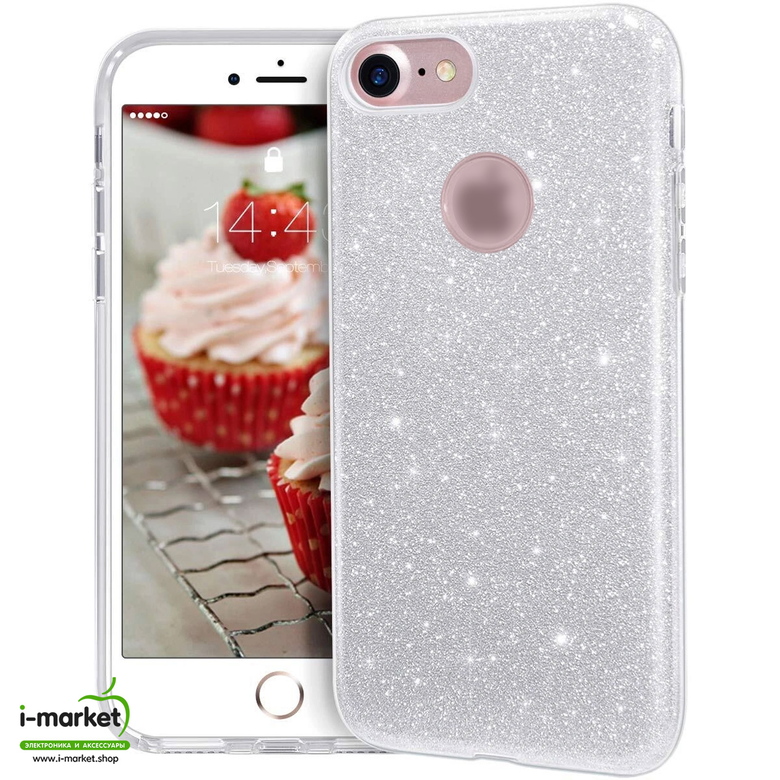 Чехол накладка Shine для APPLE iPhone 6 Plus, 6S Plus, силикон, блестки, цвет серебристый Чехол накладка Shine для APPLE iPhone 6 Plus, 6S Plus, силикон, блестки, цвет серебристый