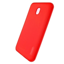 Чехол накладка для XIAOMI Redmi 8A, силикон, полоски, цвет красный.