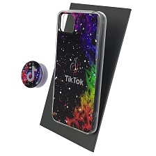 Чехол накладка для HUAWEI Honor 9S (DUA-LX9), Y5P 2020, силикон, фактурный глянец, с поп сокетом, рисунок Tik Tok Чехол накладка для HUAWEI Honor 9S (DUA-LX9), Y5P 2020, силикон, фактурный глянец, с поп сокетом, рисунок Tik Tok