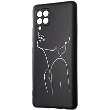 Чехол накладка для SAMSUNG Galaxy A12 (SM-A125), силикон, рисунок женский силуэт Чехол накладка для SAMSUNG Galaxy A12 (SM-A125), силикон, рисунок женский силуэт
