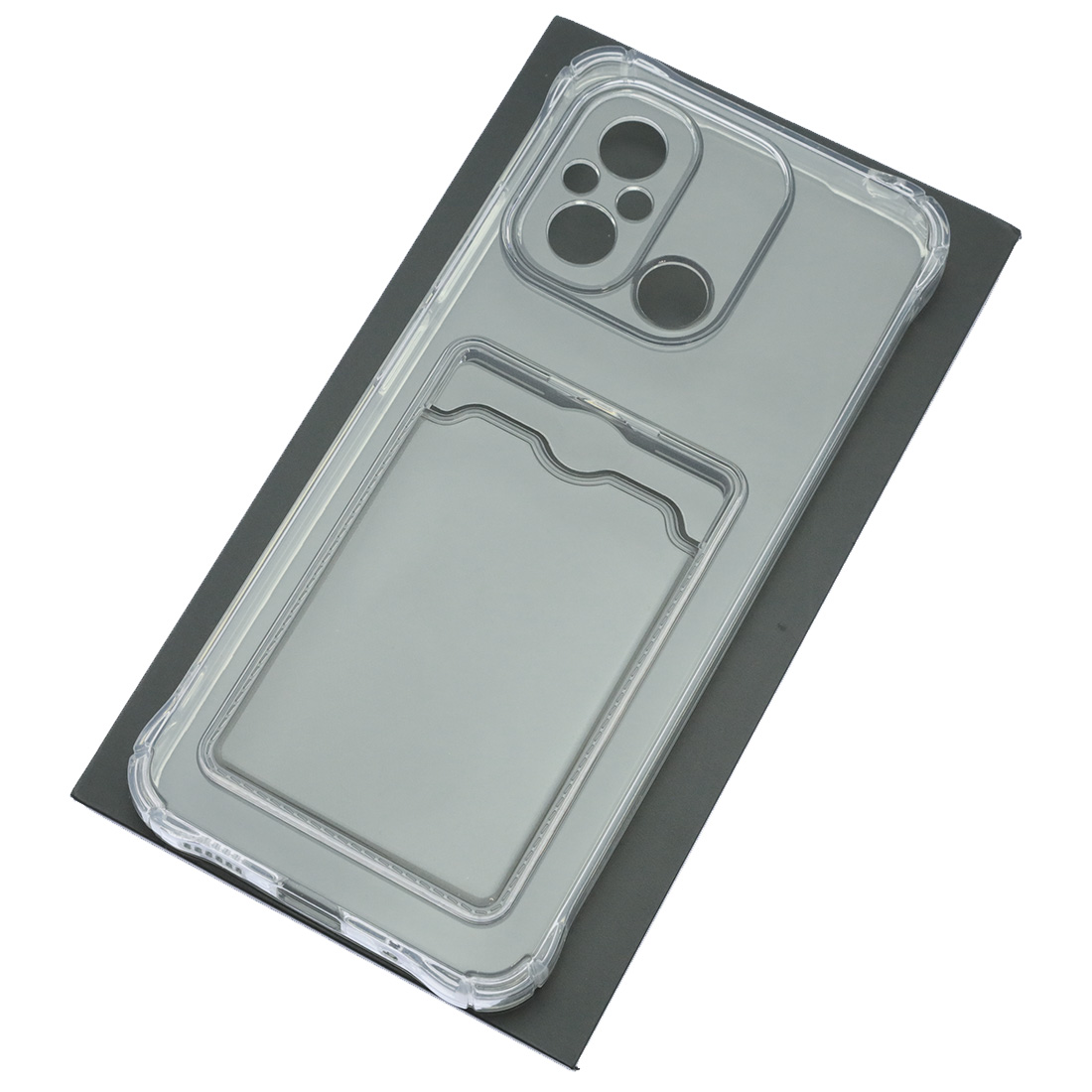 Чехол накладка CARD CASE для XIAOMI Redmi 12C, POCO C55, силикон, защита камеры, отдел для карт, цвет прозрачный