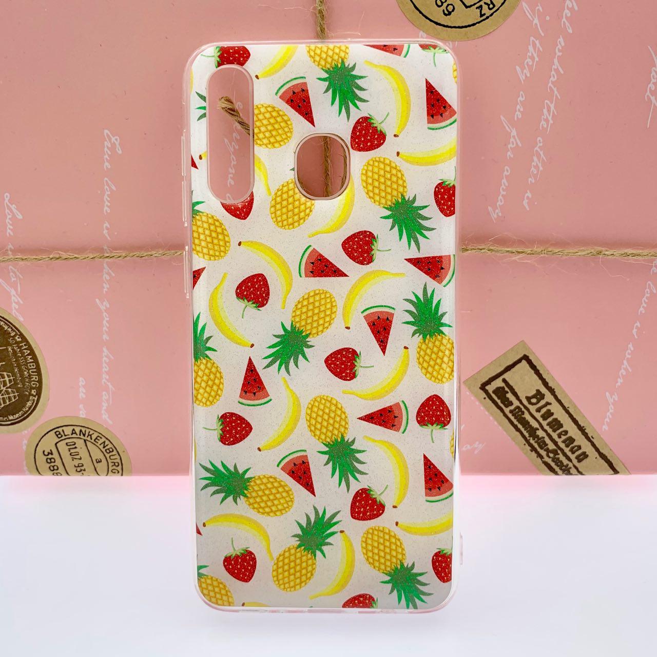 Чехол накладка для SAMSUNG Galaxy A30 (SM-A305), силикон, глянец, рисунок Бананы, ананасы, клубника. Чехол накладка для SAMSUNG Galaxy A30 (SM-A305), силикон, глянец, рисунок Бананы, ананасы, клубника.