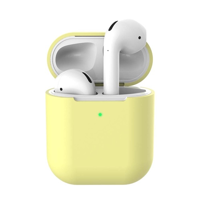 Чехол Silicon Case Slim для беспроводных наушников APPLE AirPods 1, AirPods 2, силикон, цвет желтый. Чехол Silicon Case Slim для беспроводных наушников APPLE AirPods 1, AirPods 2, силикон, цвет желтый.