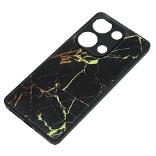 Чехол накладка для XIAOMI Redmi Note 13 Pro 4G, POCO M6 Pro 4G, защита камеры, пластик, силикон, рисунок черно желтый