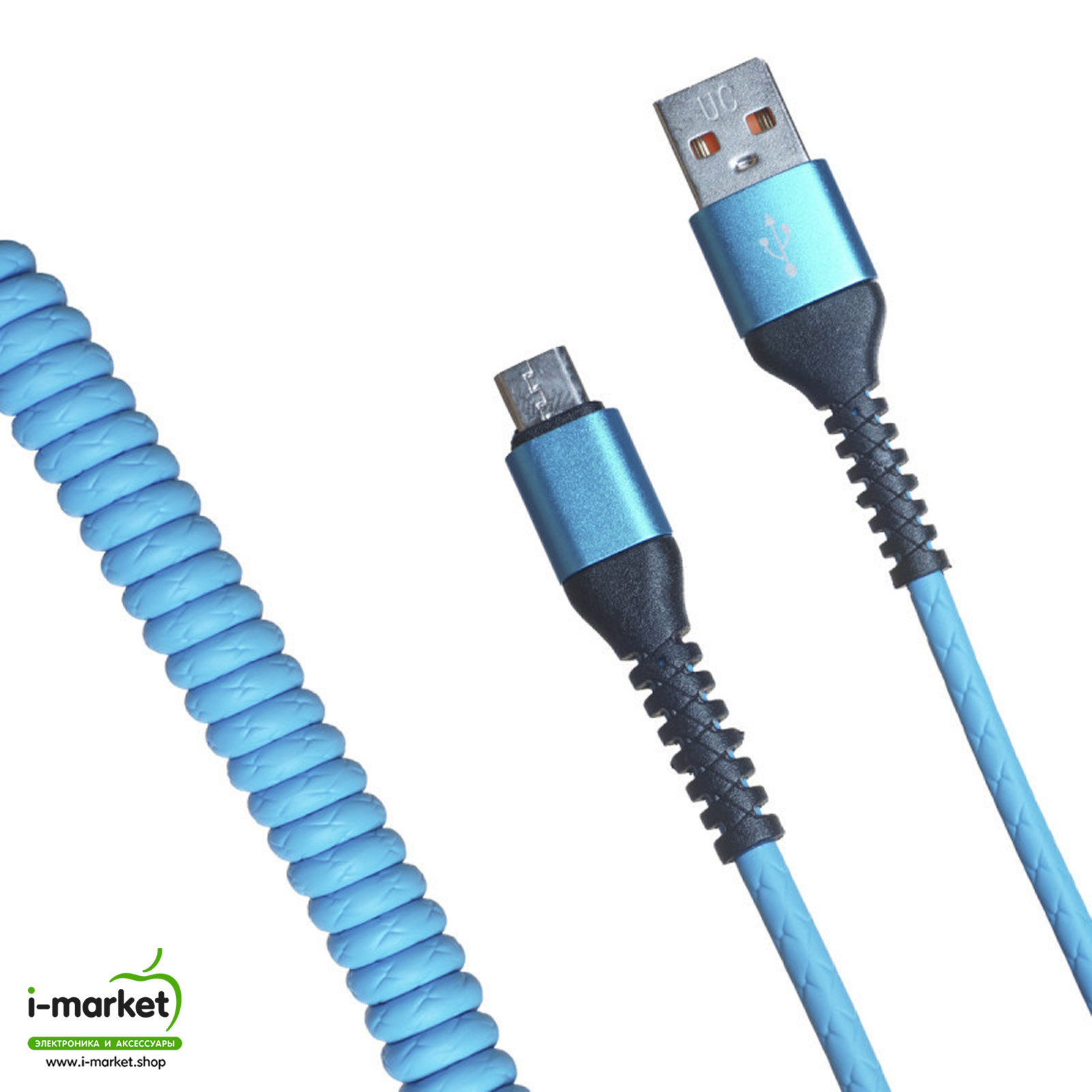 USB Дата-кабель R22 Micro USB, витой, силикон, длина 1 метр, 2A, цвет синий USB Дата-кабель R22 Micro USB, витой, силикон, длина 1 метр, 2A, цвет синий