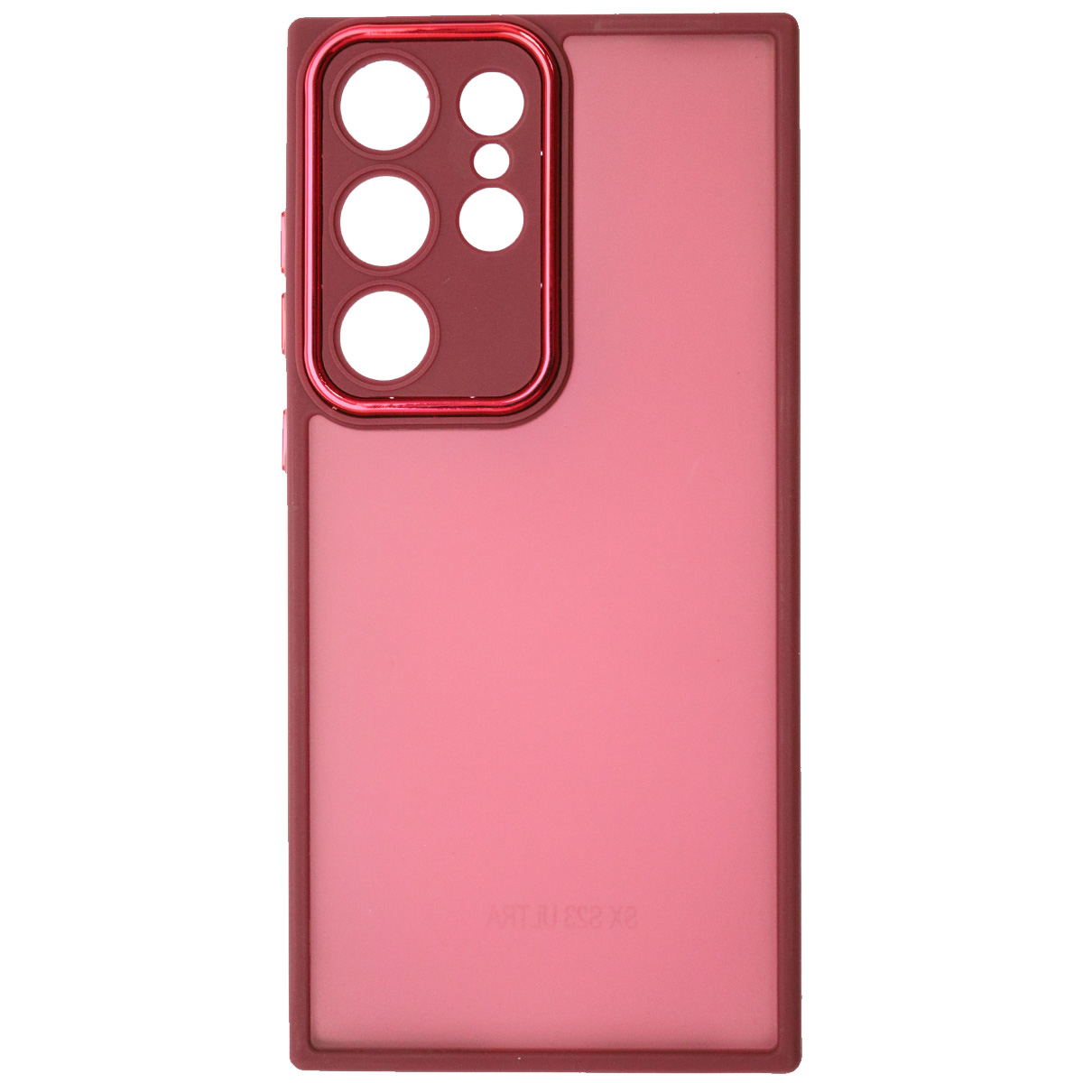 Чехол накладка KING для SAMSUNG Galaxy S23 Ultra, силикон, пластик, защита камеры, цвет окантовки бордовый