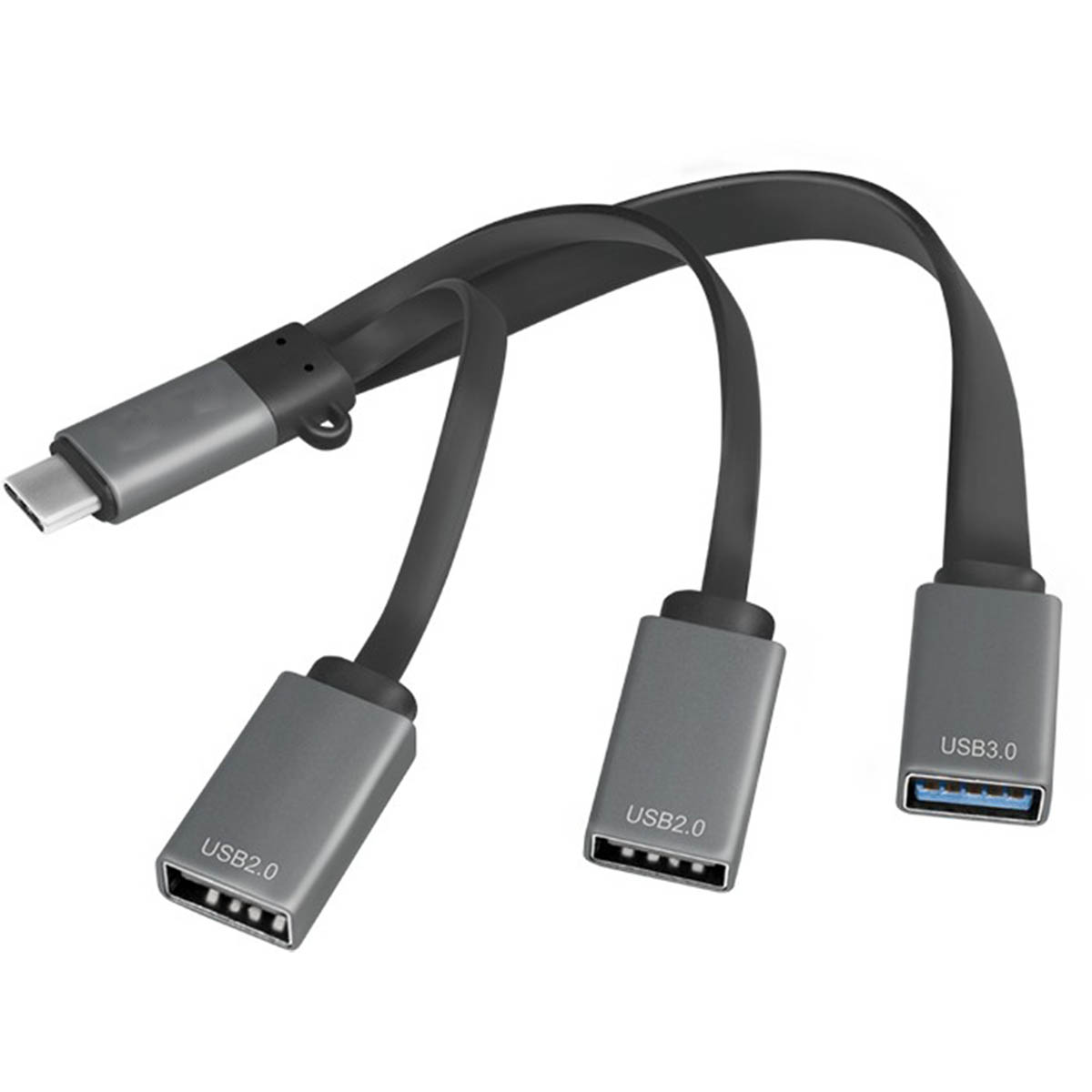 Адаптер, переходник HC-07 c Type-C на 3*USB, черно серый Адаптер, переходник HC-07 c Type-C на 3*USB, черно серый