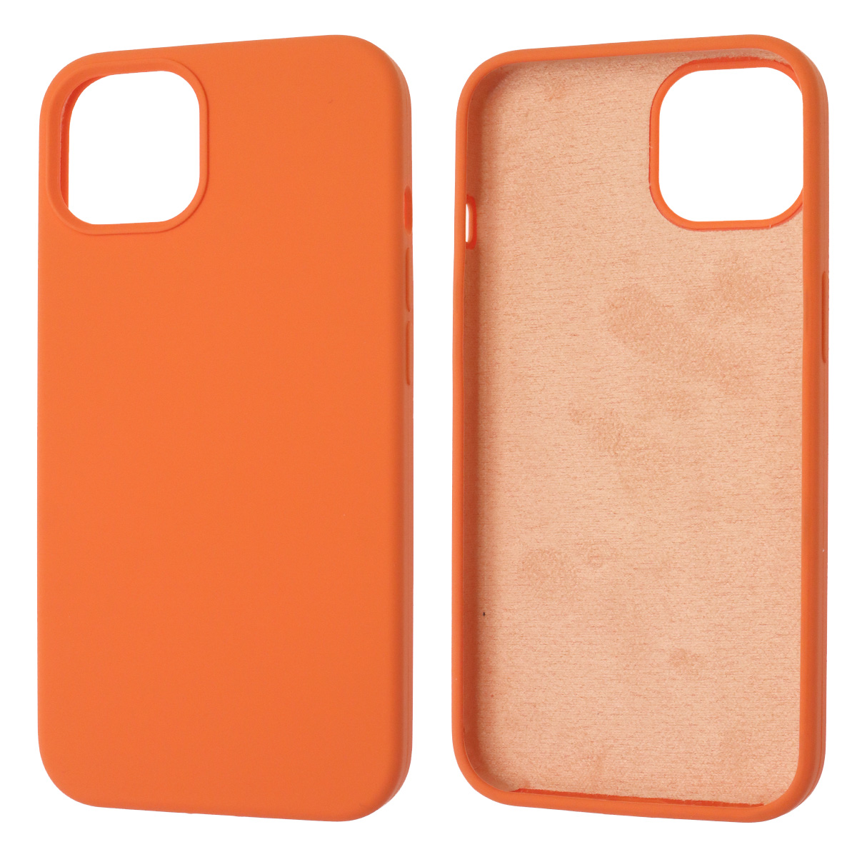 Чехол накладка Silicon Case для APPLE iPhone 13 (6.1), силикон, бархат, цвет оранжевый Чехол накладка Silicon Case для APPLE iPhone 13 (6.1), силикон, бархат, цвет оранжевый