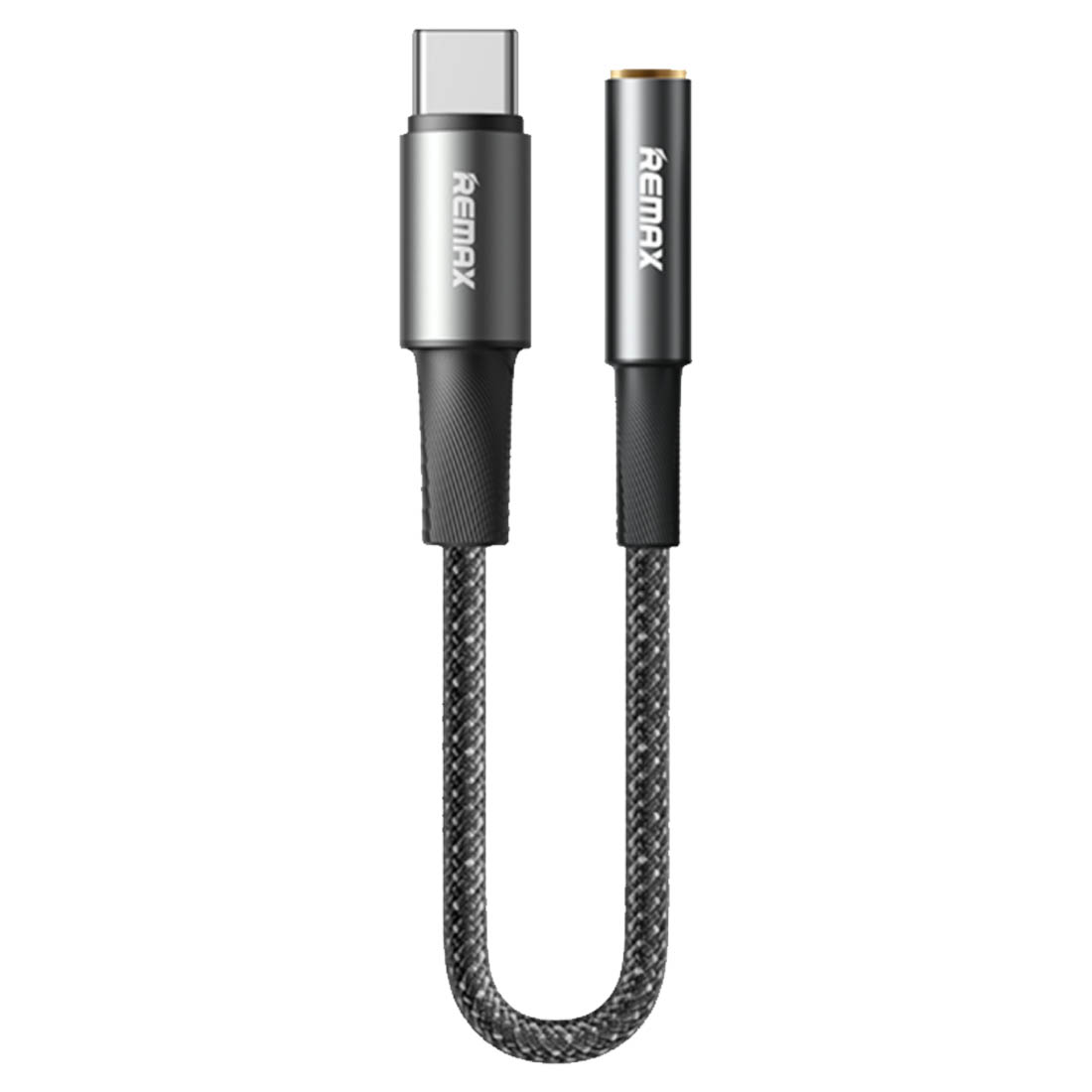Аудио кабель, переходник REMAX C26 / CB08(C-3.5F) USB Type C (папа) на AUX (Jack 3.5 мм) (мама), длина 12 см, цвет черно серебристый