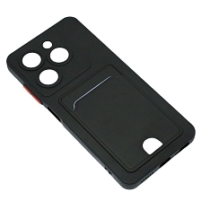 Чехол накладка BUTTON для TECNO Spark 20, TECNO Spark 20C, защита камеры, силикон, отдел для карт, цвет черный Чехол накладка BUTTON для TECNO Spark 20, TECNO Spark 20C, защита камеры, силикон, отдел для карт, цвет черный