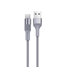 Кабель BOROFONE BX21 Outstanding USB Type C, 3A, длина 1 метр, нейлоновое армирование, цвет серый Кабель BOROFONE BX21 Outstanding USB Type C, 3A, длина 1 метр, нейлоновое армирование, цвет серый