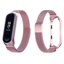 Ремешок на запястье, браслет для Xiaomi Mi Band 3, 4, миланская петля, металл, цвет розовое золото. Ремешок на запястье, браслет для Xiaomi Mi Band 3, 4, миланская петля, металл, цвет розовое золото.