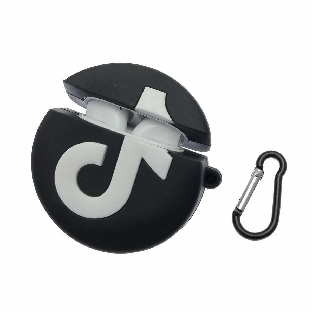 Чехол для беспроводных наушников APPLE AirPods 1, AirPods 2, силиконовый с карабином, 3D Tik Tok. Чехол для беспроводных наушников APPLE AirPods 1, AirPods 2, силиконовый с карабином, 3D Tik Tok.