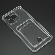 Чехол накладка CARD CASE для Realme C51, Realme C53, Realme Note 50, силикон, защита камеры, отдел для карт, цвет прозрачный