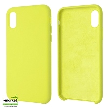 Чехол накладка Silicon Case для APPLE iPhone X, iPhone XS, силикон, бархат, цвет светло желтый