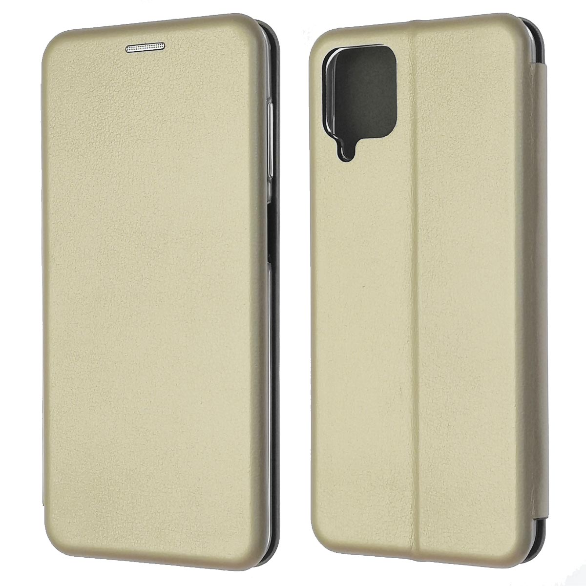 Чехол книжка STYLISH для SAMSUNG Galaxy A12 (SM-A125), экокожа, визитница, цвет золотистый Чехол книжка STYLISH для SAMSUNG Galaxy A12 (SM-A125), экокожа, визитница, цвет золотистый