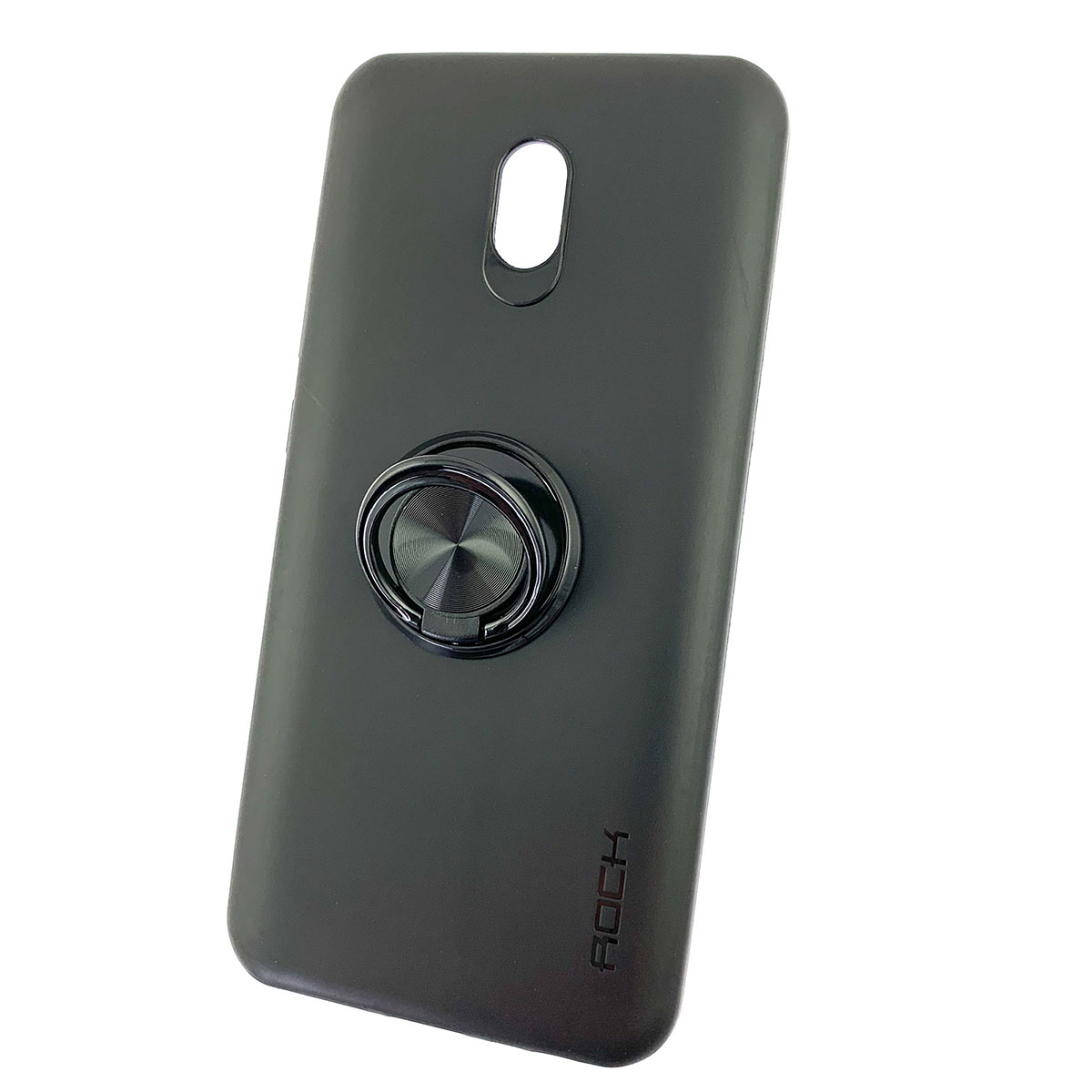 Чехол накладка для XIAOMI Redmi 8A, силикон, кольцо держатель, цвет черный.
