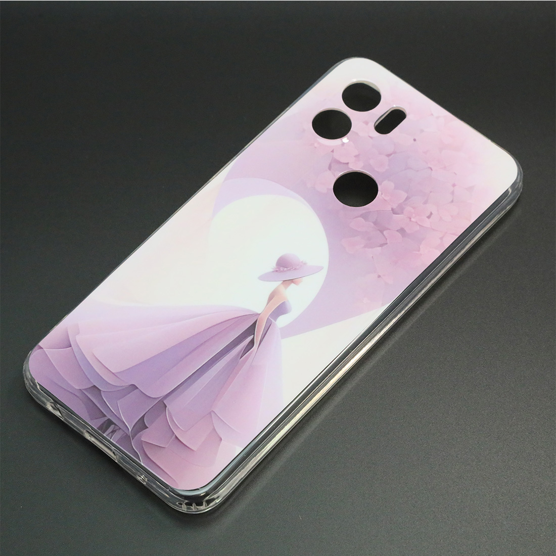 Чехол накладка для XIAOMI Redmi A1 Plus, Redmi A2 Plus, POCO C51, защита камеры, силикон, глянцевый, рисунок Девушка в платье