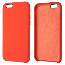 Чехол накладка Silicon Case для APPLE iPhone 6, 6G, 6S, силикон, бархат, цвет оранжевый.