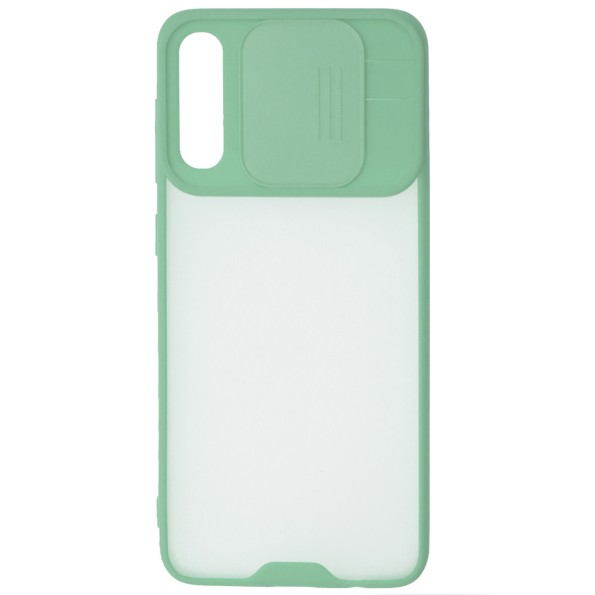 Чехол накладка LIFE TIME для SAMSUNG Galaxy A50 (SM-A505), A30s (SM-A307), A50s (SM-A507), силикон, пластик, матовый, со шторкой для защиты задней камеры, цвет окантовки светло бирюзовый