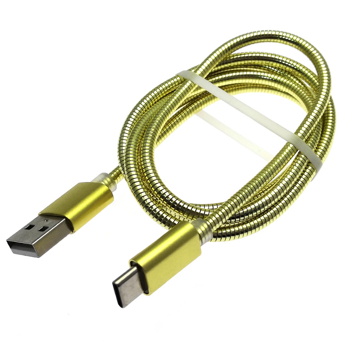 Кабель Type-C aka USB-C M2, металлический, длина 1 метр, цвет золотистый Кабель Type-C aka USB-C M2, металлический, длина 1 метр, цвет золотистый