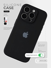 Чехол накладка Silicone Case для APPLE iPhone 16 Pro Max, L-ogo, защита камеры, бархатная подложка, цвет черный