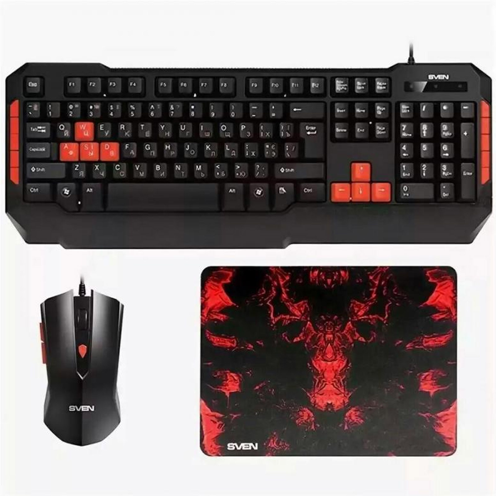 Игровой набор SVEN GS-9000, клавиатура, мышь, коврик, цвет черный