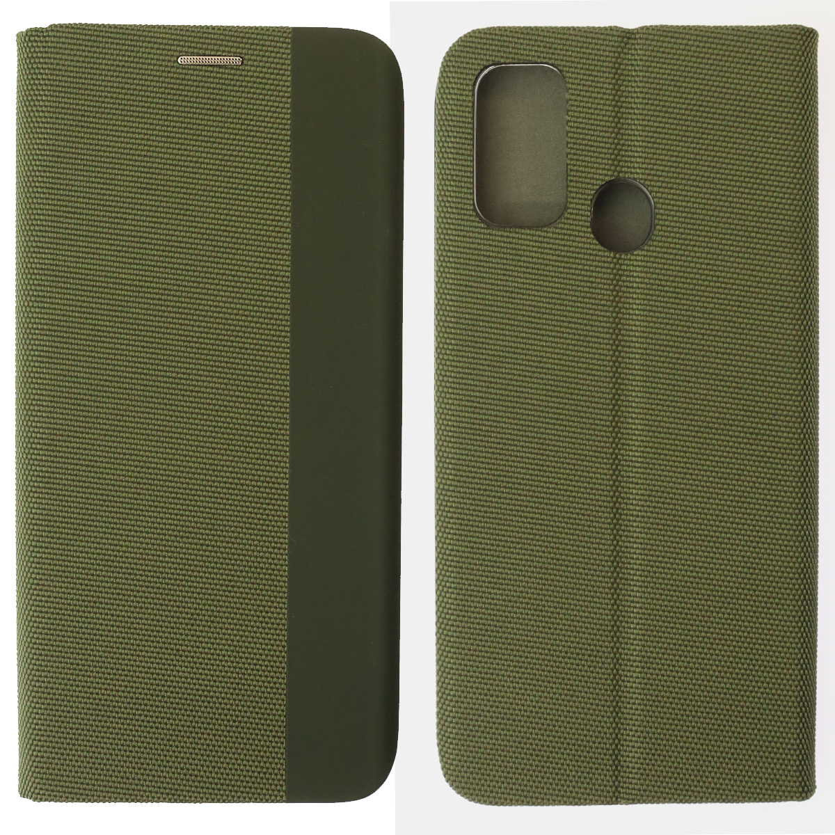 Чехол книжка MESH для TECNO Spark 7, текстиль, силикон, бархат, визитница, цвет зеленый